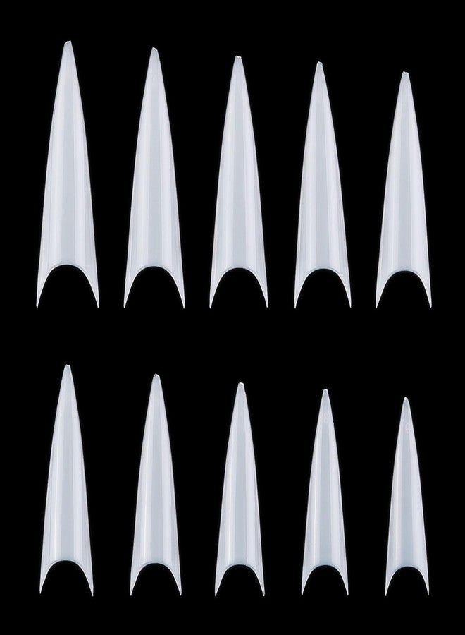 YIMART 600pcs Acrylic Medium Long Stiletto Nail Tips Easy Coffin Nails Sharp False Nail Art Tips For Nails Salon (White) - Image 1